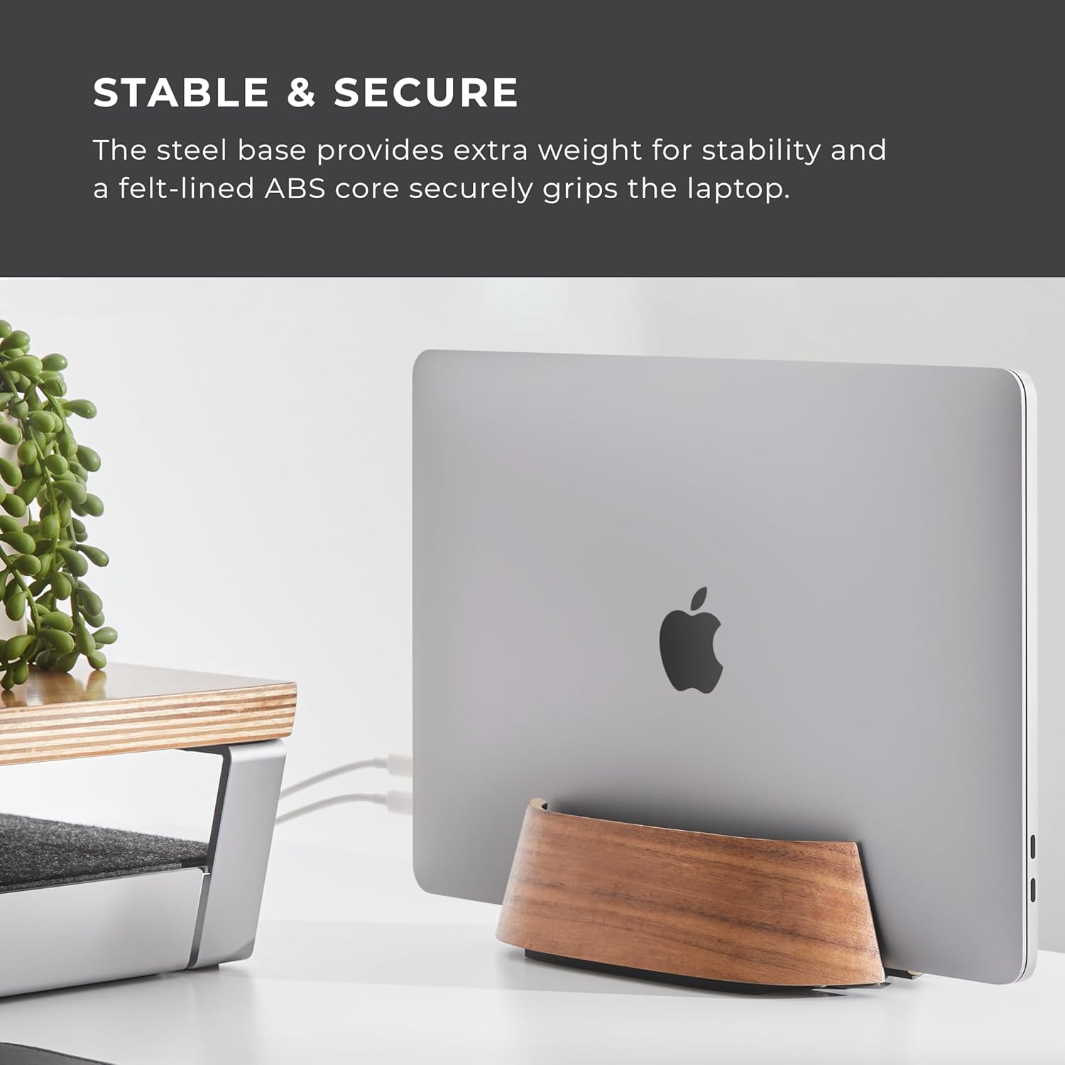 HumanCentric - Vertical Laptop Stand in Maple Wood, Upright Adjustable Holder and Dock, Laptop Vertical Stand Fits Macbook Pro and Other Laptops .5" to 1.5", Clamshell Compatible - Serious Techies