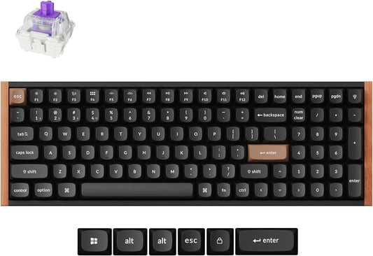 Keychron - K4 HE – 96% Compact Hall Effect Wireless Mechanical Keyboard with Number Pad, Magnetic Switch, Rapid Trigger, Custom RGB, QMK/VIA, 2.4Ghz/Bt5.2/Wired, for Mac/Windows/Linux, Wood Frame, Black - Serious Techies