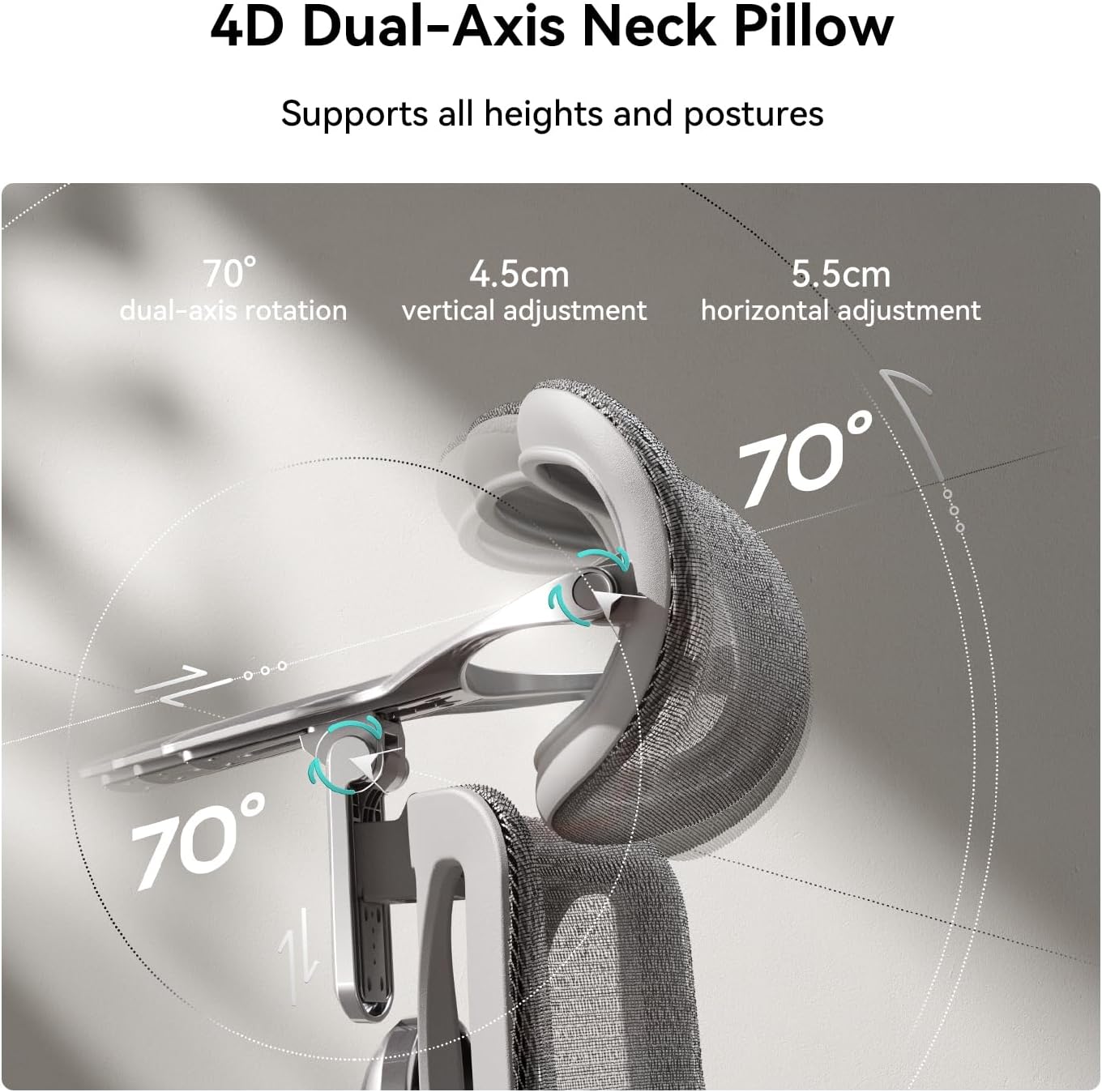 X7 Smart Ergonomic Chair, Office Chair, with Fully Automated Lumbar Tracking, 4D Adjustable Headrest, 720° Adjustable Armrests, Ventilated Seat Cushion, Swivel, Grey