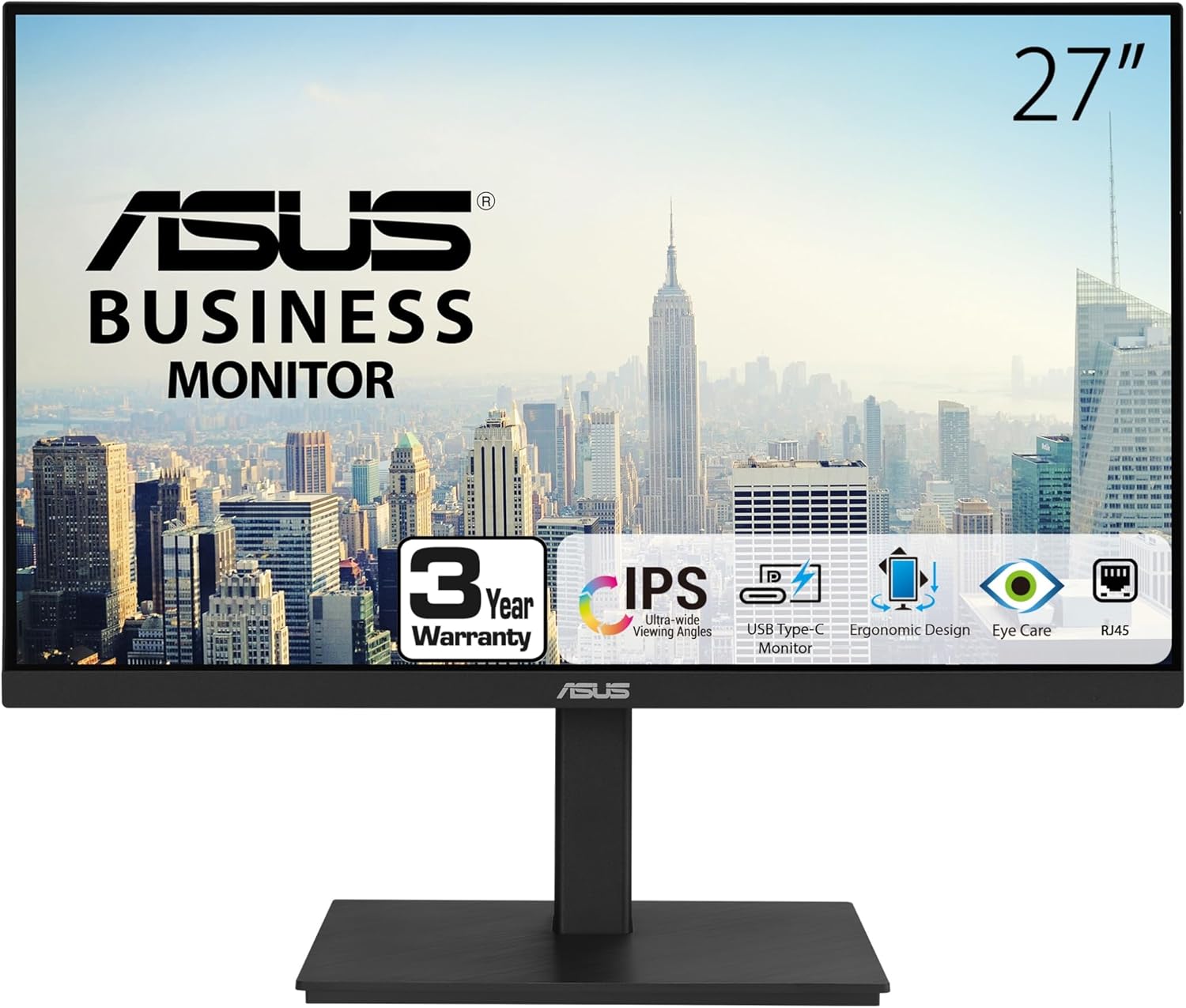 ASUS - 27” 1080P Docking Monitor (VA27ECPSN) – Full HD, IPS, 75Hz, Adaptive-Sync, Speakers, Eye Care, Low Blue Light, Flicker Free, RJ45, USB-C, Displayport, HDMI, Height Adjustment, VESA Wall Mountable - Serious Techies