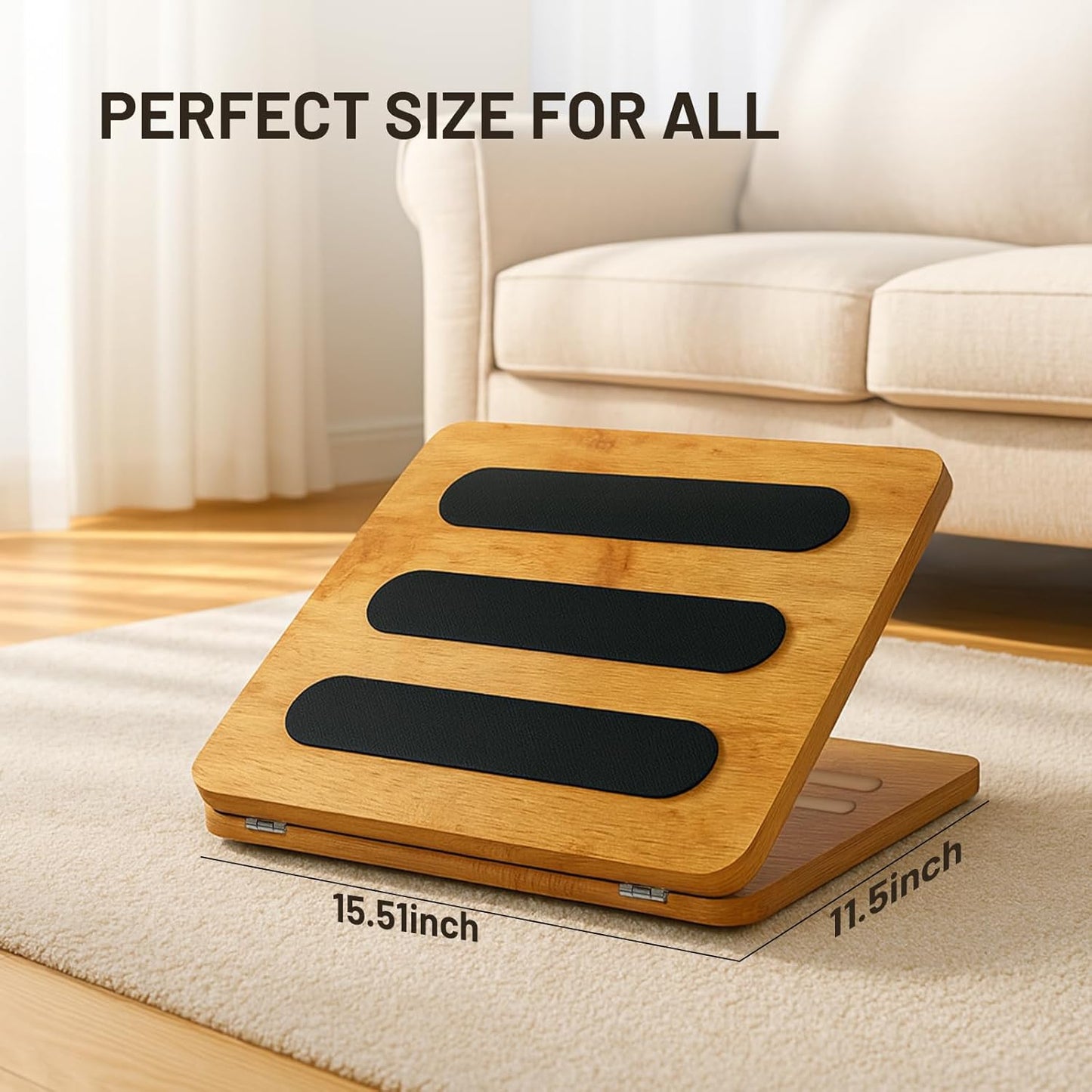 Kunffiyso - Foot Rest for under Desk at Work - Wooden Adjustable Office Footrest with Foam Cushion Pad, 4 Heights & Ergonomic Anti-Slip Design for Home & Office (Natural) - Serious Techies