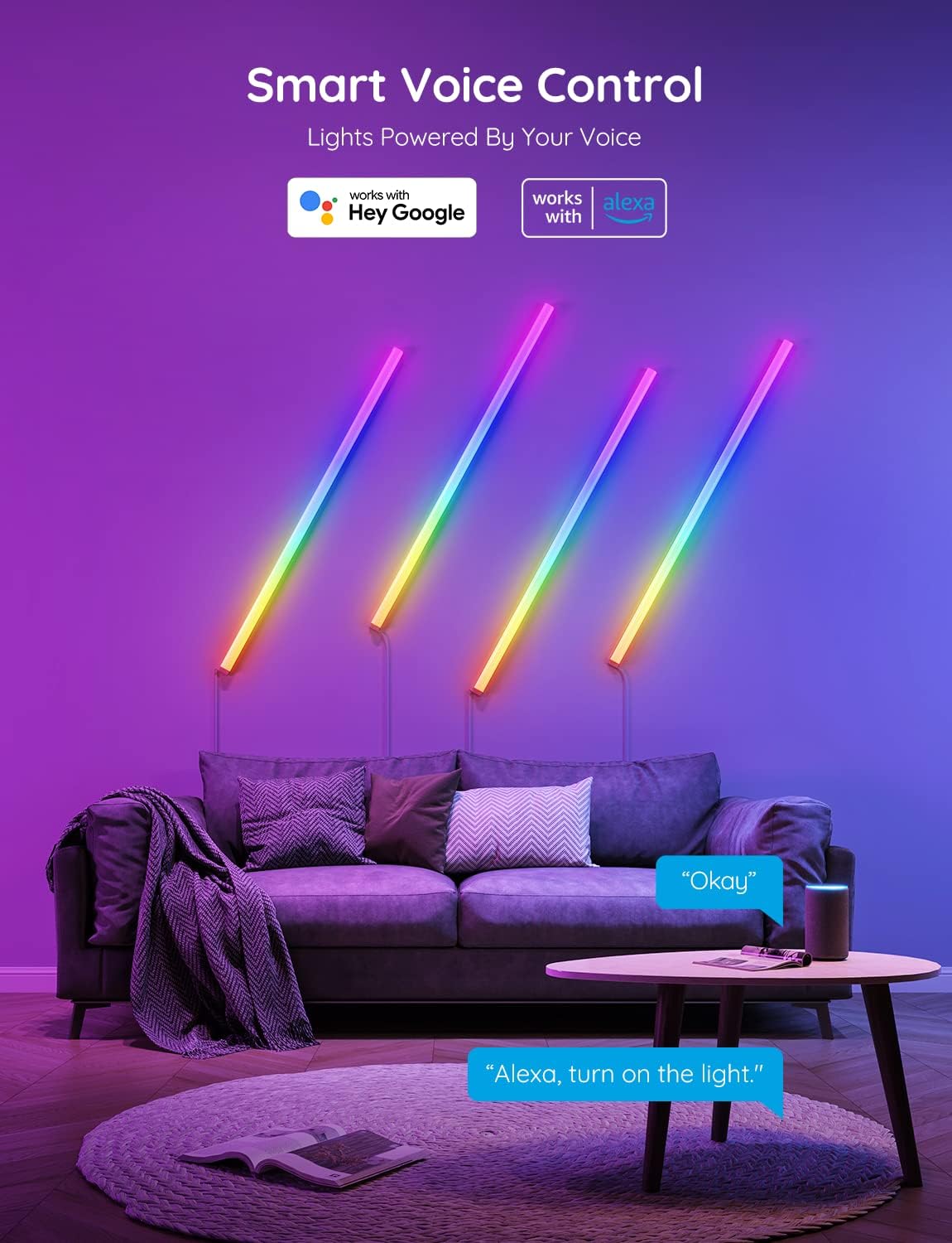 Govee - Glide LED Wall Lights, RGBIC Wall Lights, Works with Alexa and Google Assistant, Smart Glide Lively Light Bars for Gaming Room and Streaming, Multicolor Glide Sconces, 6 Pcs - Serious Techies