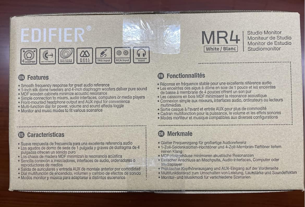 Edifier - MR4 Powered Studio Monitor Speakers, 4" Active Near-Field Monitor Speaker - White (Pair) - Serious Techies