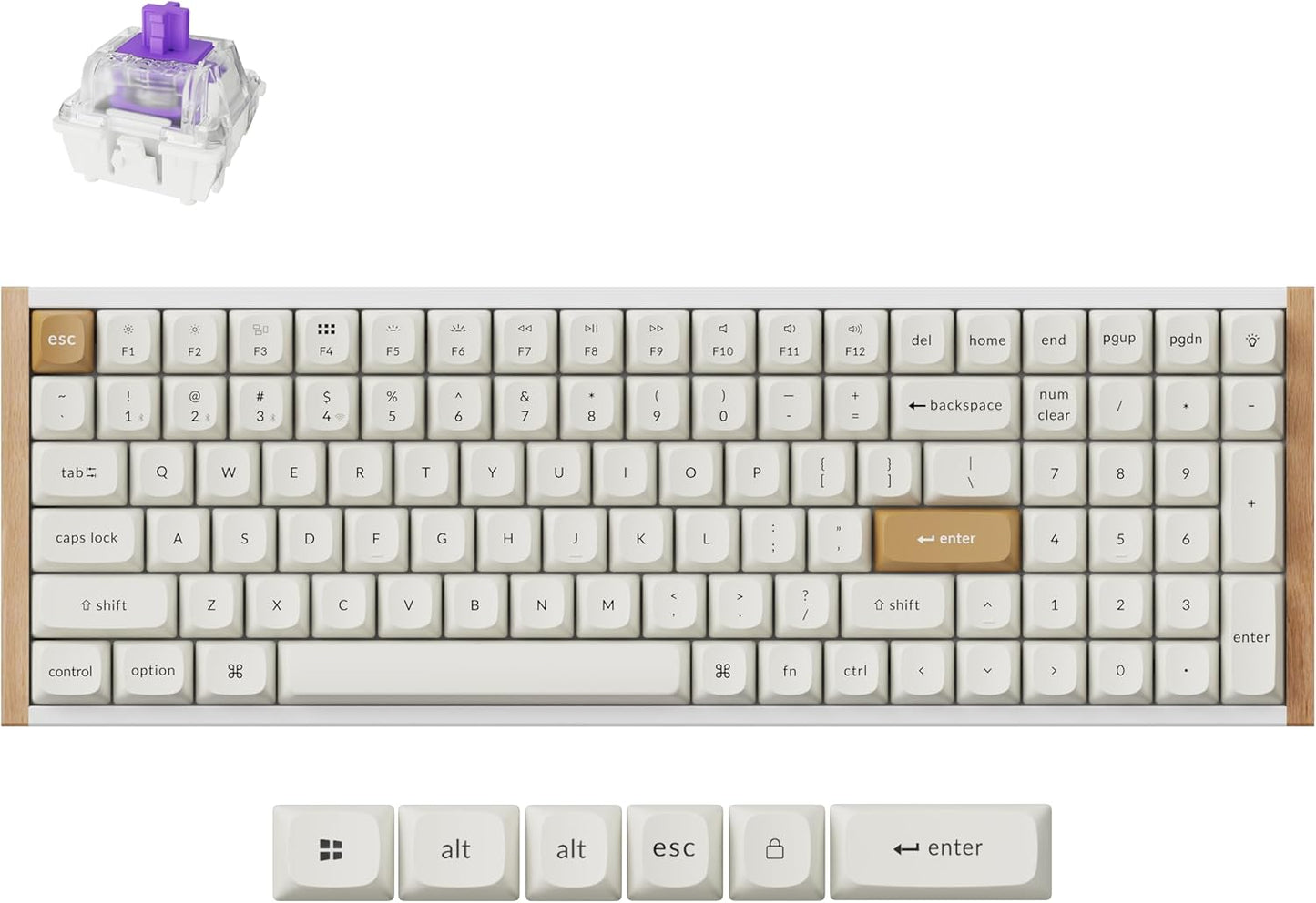 Keychron - K4 HE – 96% Compact Hall Effect Wireless Mechanical Keyboard with Number Pad, Magnetic Switch, Rapid Trigger, Custom RGB, QMK/VIA, 2.4Ghz/Bt5.2/Wired, for Mac/Windows/Linux, Wood Frame, Black - Serious Techies