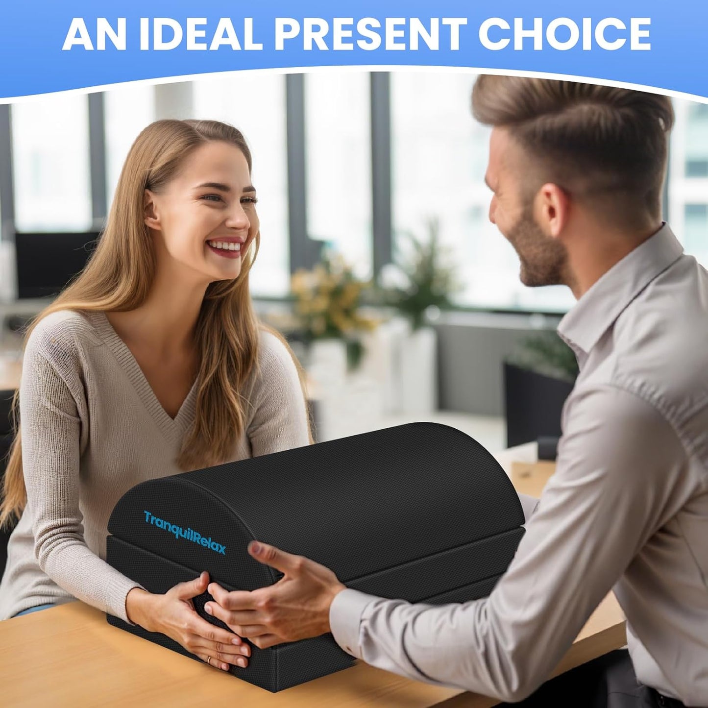 TranquilRelax - Foot Rest for under Desk at Work, Gaming Accessories Foot Stool with 3 Adjustable Heights & Washable Cover, Comfortable Office Desk Accessories, Footrest for Office, Home and Car (Black) - Serious Techies