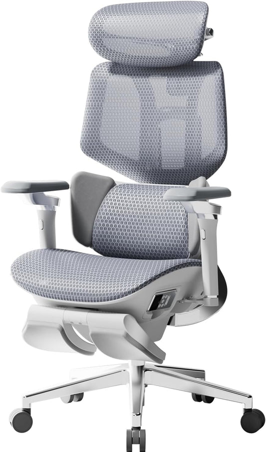 X7 Smart Ergonomic Chair, Office Chair, with Fully Automated Lumbar Tracking, 4D Adjustable Headrest, 720° Adjustable Armrests, Ventilated Seat Cushion, Swivel, Grey