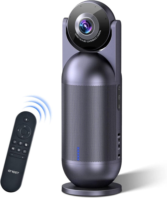 EMEET - Meeting Capsule (Gen 2), 360° 4K Capture, 1080P AI Video Conference Camera, AI Voice/Face/Figure Tracking, 8 Noise-Cancelling Mics, 10W Hi-Fi Speaker, Plug & Play, for up to 10 People - Serious Techies