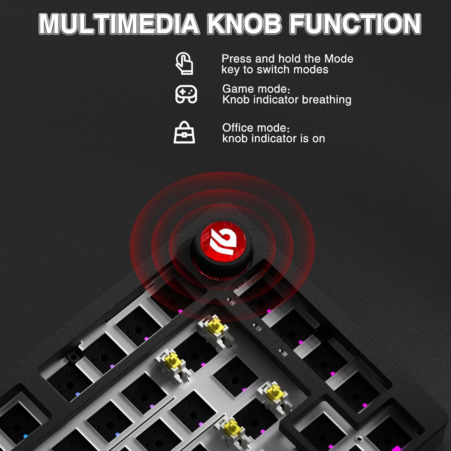 LEOBOG - Hi75C Upgraded Wired Mechanical Keyboard Kit – Aluminum Alloy Gasket Mount 75% Barebones DIY Base with Hot Swap, RGB Backlighting & Volume Knob – Enhanced Custom Gaming Keyboard Build - Serious Techies