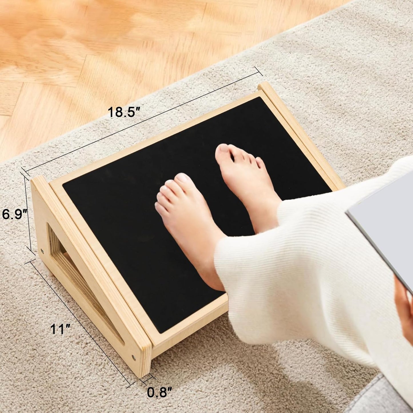 WOOD CITY - Foot Rest for under Desk at Work, 3 Heights Adjustable Footrest with Silicone Surface, 2 in 1 Foot Stool Improve Posture, Reduce Fatigue & Pain, Ideal for Home/Office/Gaming (Natural) - Serious Techies