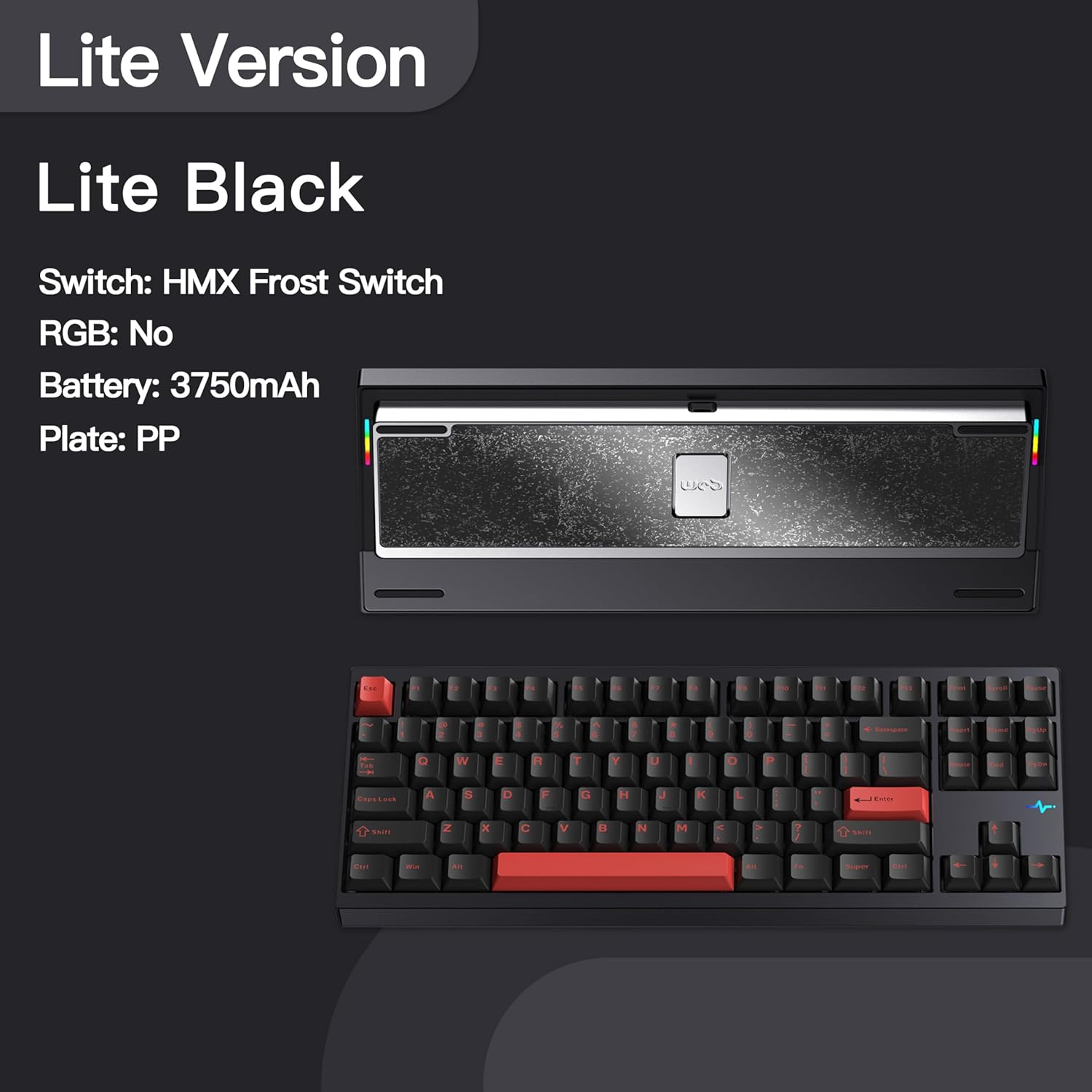 WOBKEY - Crush 80 Reboot CNC Aluminum 5-Second Quick-Release Triple-Mode Connectivity Mechanical Keyboard with Superior Acoustics (Lite Black) - Serious Techies