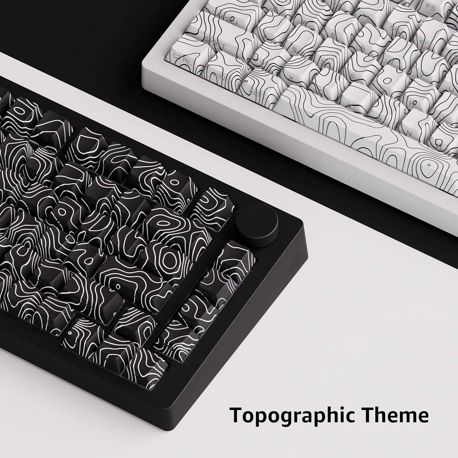 MONSGEEK - M1 V5 Aluminum Mechanical Keyboard 75% Topographic Theme Quick Release Gaming Keyboard with Knob, 8000 Mah RGB Hot-Swappable Black Custom with Side-Printed Keycaps Pre Lubed Piano Switch
