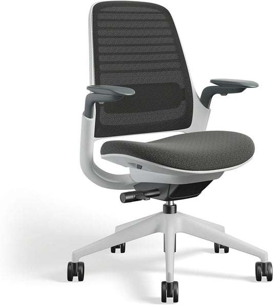 Steelcase - Series 1 Office Chair - Ergonomic Work Chair with Wheels for Carpet - Helps Support Productivity - Weight-Activated Controls, Back Supports & Arm Support - Easy Assembly - Graphite, Light - Serious Techies