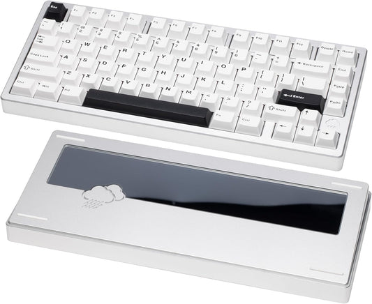 WOBKEY -  Rainy 75 CNC Aluminum Hmx/Jwk/Cocoa Switches Triple-Mode Connectivity Mechanical Keyboard with Superior Acoustics, No Rgb/Pp/Mirrored Glass/3500Mah/Violet Switch (Lite - Silver) - Serious Techies