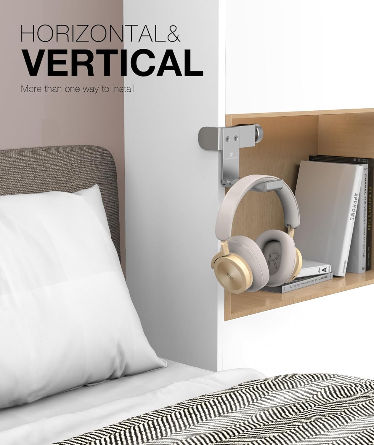  APPHOME - Foldable Headphone Stand and Hook – Aluminum Headset Holder Clamp Mount under Desk, Universal Fit for Gaming Headphones, Space-Saving Hanger Organizer - Serious Techies