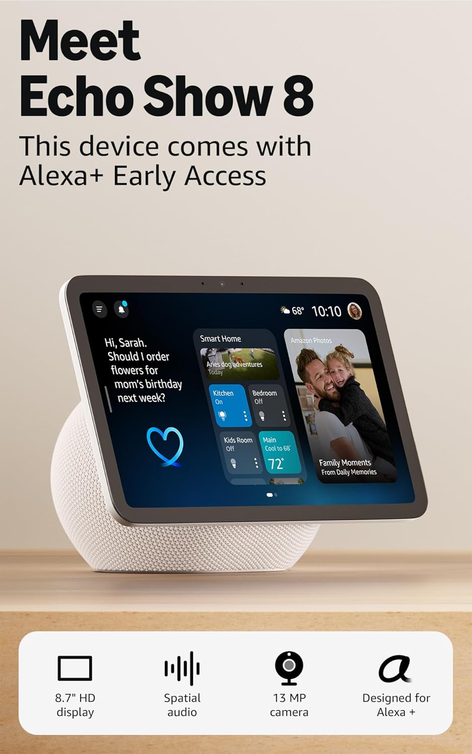 Amazon - Echo Show 8 (Newest Model), Vibrant HD 8.7" Display with Spatial Audio, with Alexa+ Early Access, Graphite - Serious Techies