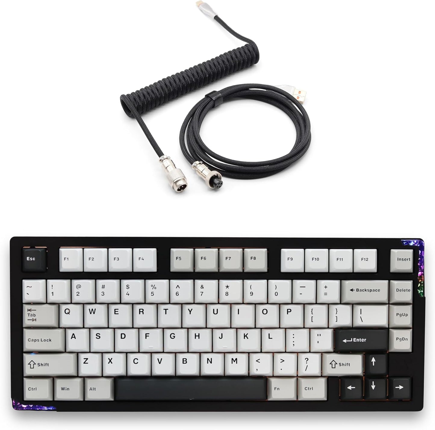 Weikav - Glacier Stars75S, Wireless/Wired, Detachable USB-C, Hot Swappable, CNC Aluminum Case, RGB Lighting, Pre-Built Mechanical Keyboard (Black Anodizing, Aviator Cable) - Serious Techies