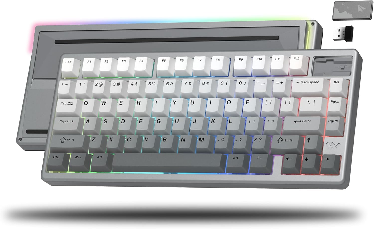 Womier - (SK71 Pro-Black) Wireless Keyboard Gaming, Creamy Mechanical Keyboard, CNC Aluminum with 8000Mah Battery, QMK/VIA Tri-Mode Key Board Custom Hot Swappable RGB Backlit for Windows/Mac/Pc 