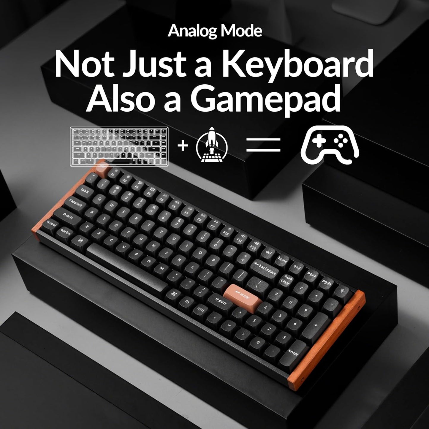 Keychron - K4 HE – 96% Compact Hall Effect Wireless Mechanical Keyboard with Number Pad, Magnetic Switch, Rapid Trigger, Custom RGB, QMK/VIA, 2.4Ghz/Bt5.2/Wired, for Mac/Windows/Linux, Wood Frame, Black - Serious Techies