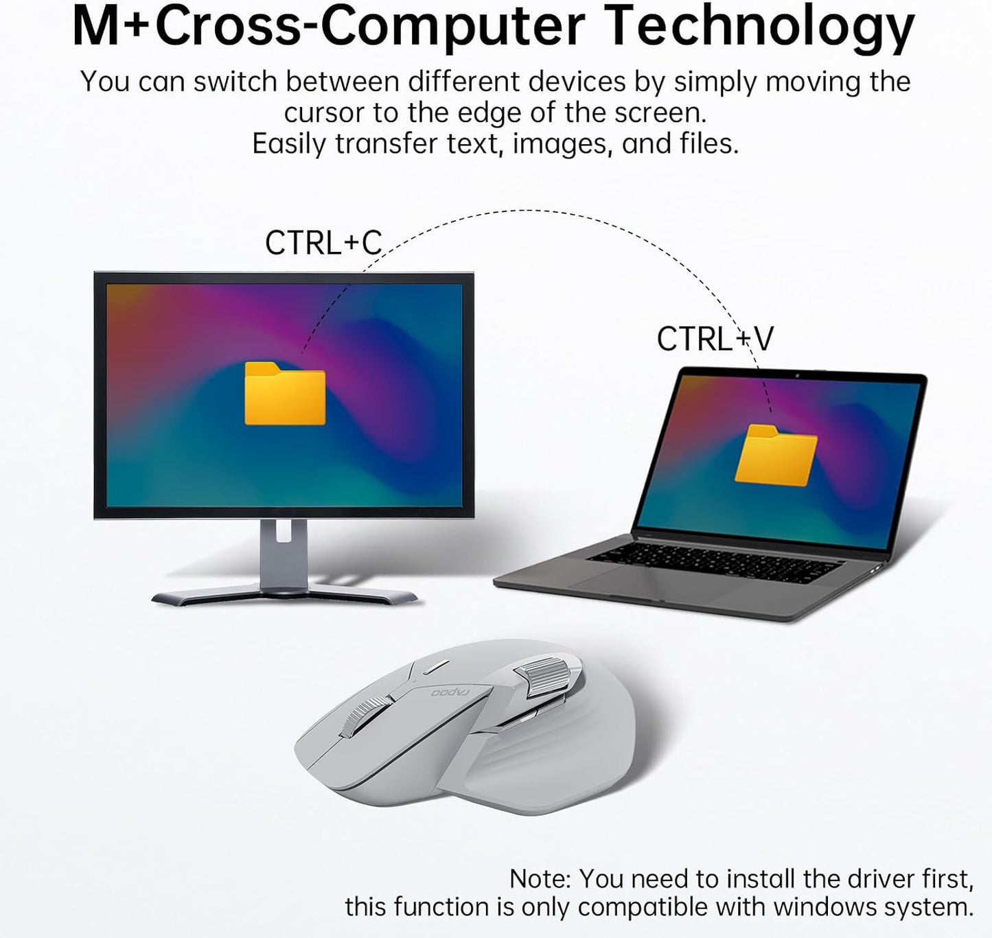 Rapoo - MT760 Multi-Device Wireless Mouse, Bluetooth 5.0 and 2.4G Multi-Mode Connection, up to 4 Devices, 11 Programmable Buttons, 4K DPI, 90 Days Battery Life, PC, Light Grey - Serious Techies