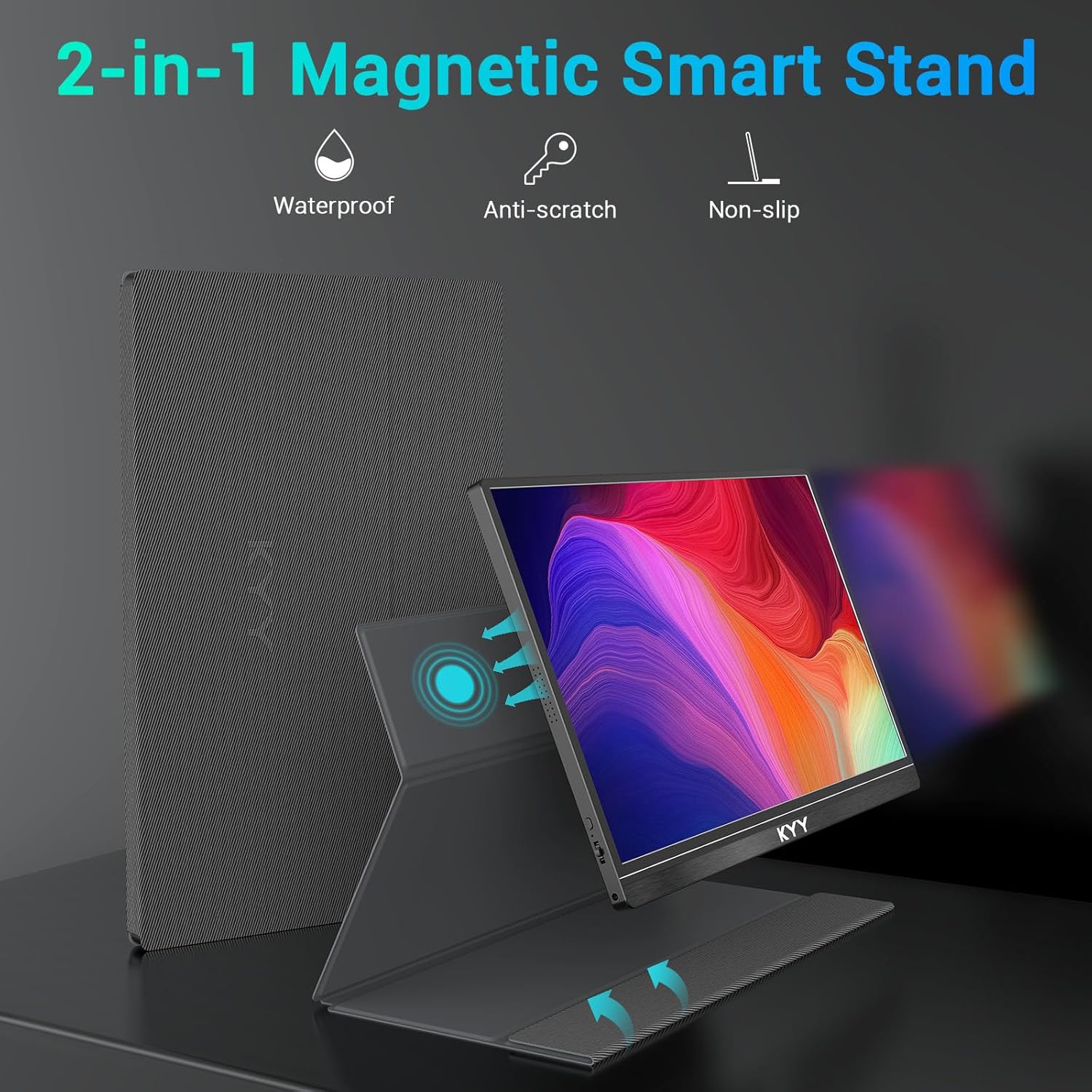 KYY - Portable Monitor 15.6'' FHD 1080P USB C HDMI Gaming Monitor Ultra-Slim IPS Display W/Smart Cover & Speakers, Plug&Play, External Monitor for Laptop PC Phone Mac Xbox PS4 - Serious Techies