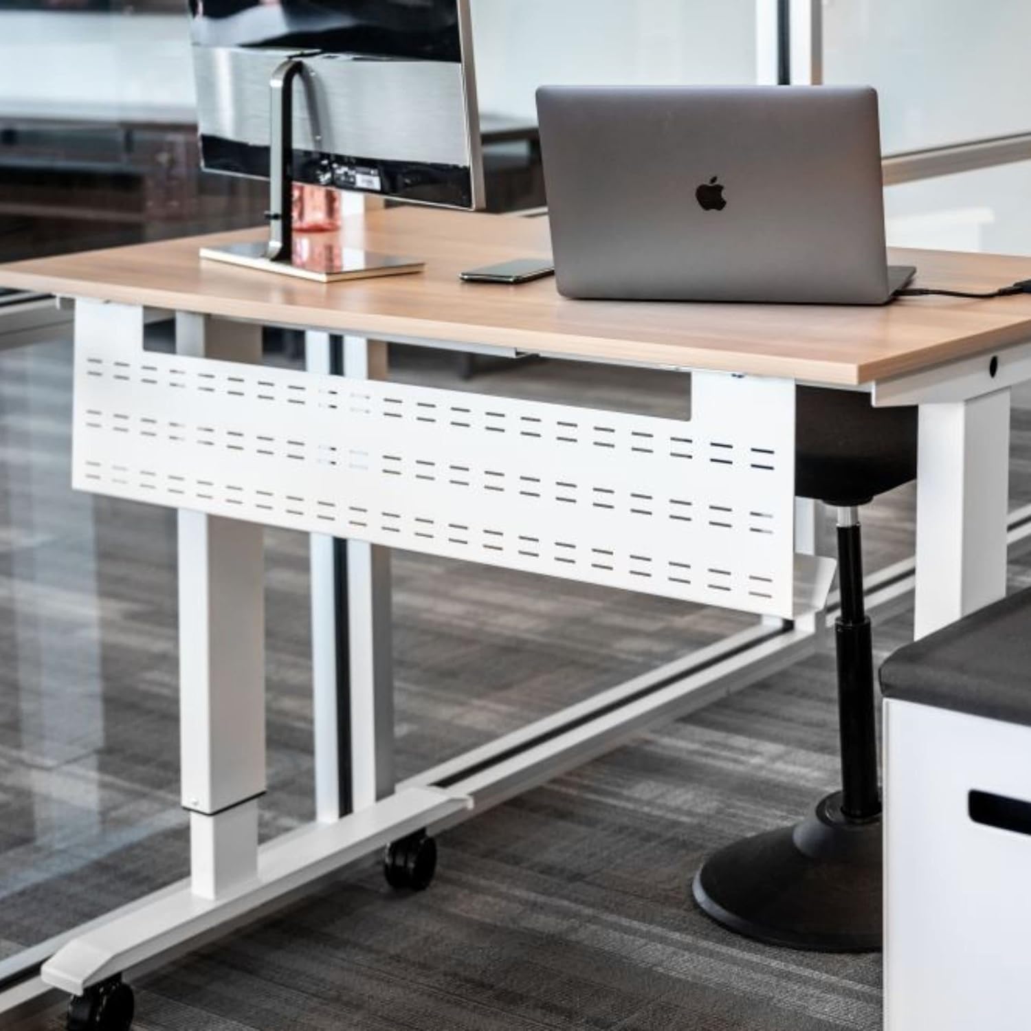 Stand Up Desk Store - Under Desk Cable Management Tray Horizontal Computer Cord Raceway and Modesty Panel (White, 39") - Serious Techies