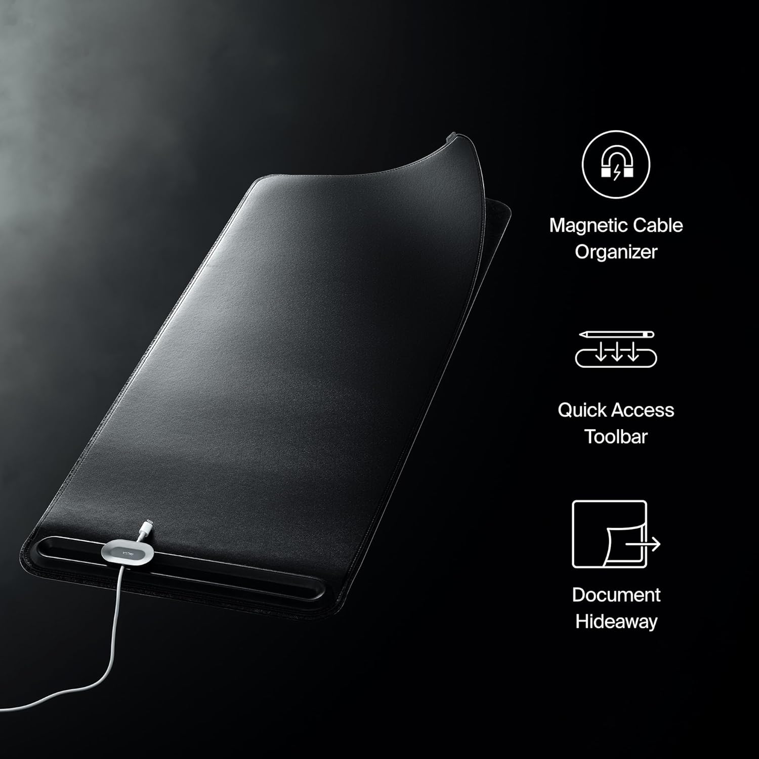 Orbitkey - Premium Leather Desk Mat Slim | Multi-Purpose & Waterproof Table Protector Accessory for Work Home Gaming Office Keyboard Mat Organizer | 31.4" L X 12.2" W X 0.19" H, Anti-Slip, Stone Finish - Serious Techies