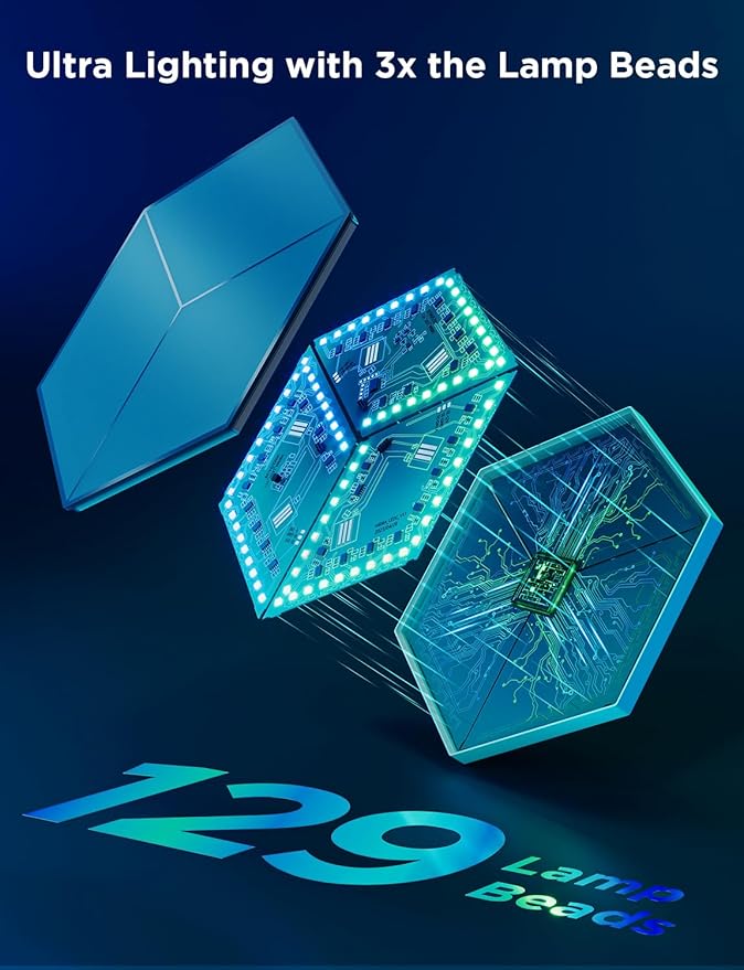 Govee - Glide Hexagon Light Panels Ultra, RGBIC 3D Wall Lights with DIY Program, 60 Scenes and 129 Lamp Beads, Upgraded Gaming Light for Gaming Room, Works with Alexa, 10 Pack Meteor Gray - Serious Techies - Serious Techies, LLC