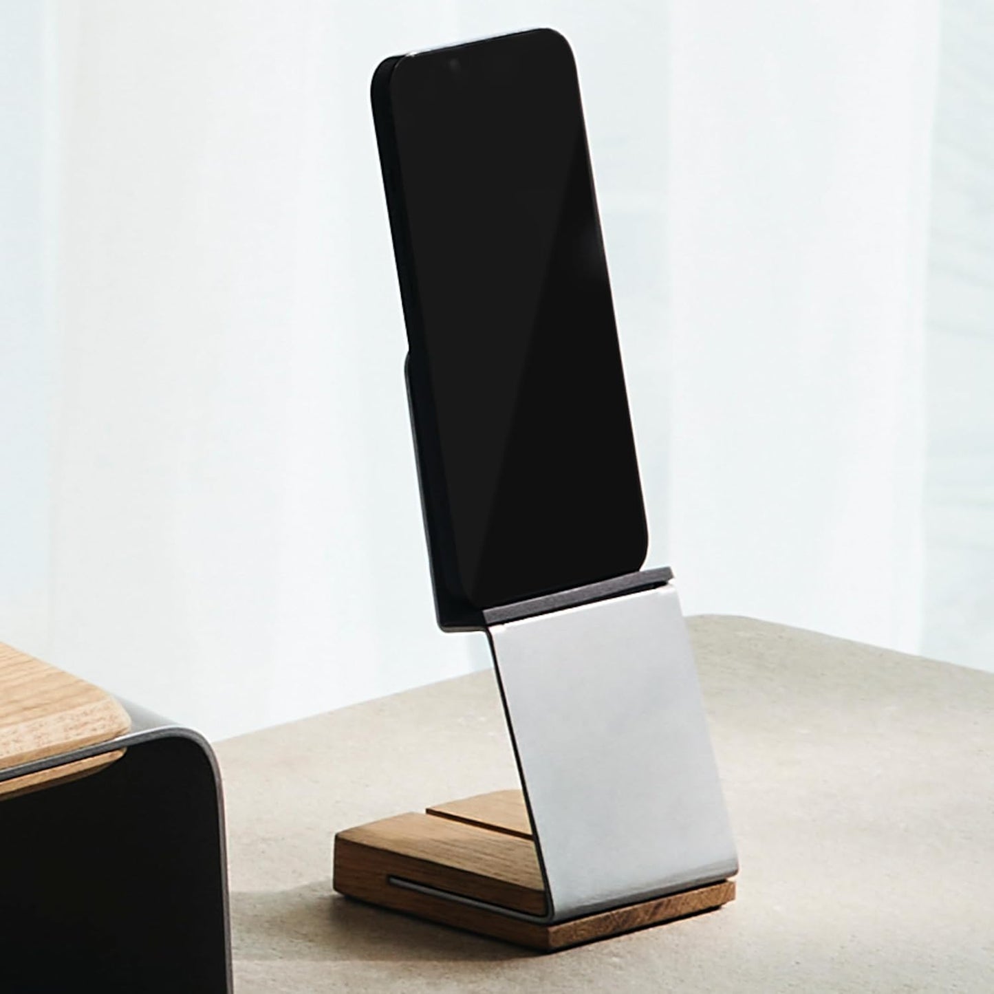 NOOE - Hand-On Tablet Stand Mobile Holder, Sturdy Wood and Aluminum Base, for up to 12 Inch Devices, WALNUT BROWN - Serious Techies
