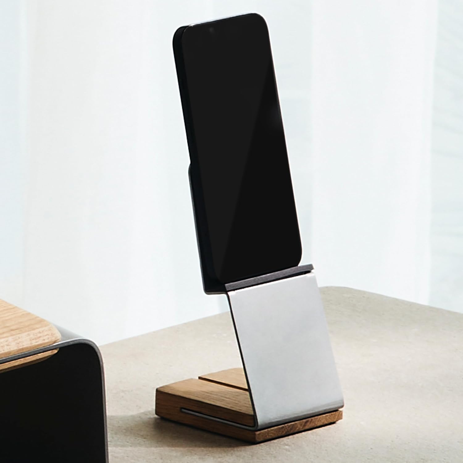 NOOE - Hand-On Tablet Stand Mobile Holder, Sturdy Wood and Aluminum Base, for up to 12 Inch Devices, WALNUT BROWN - Serious Techies