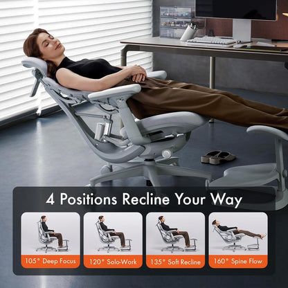 LiberNovo - Dynamic Ergonomic Office Chair - Comfy Adjustable Desk Chair with Adaptive Lumbar Support, 160° Recline & Built-In Spine Stretch for Back Comfort, Home Office Long Hours Use, Black+45Cm - Serious Techies