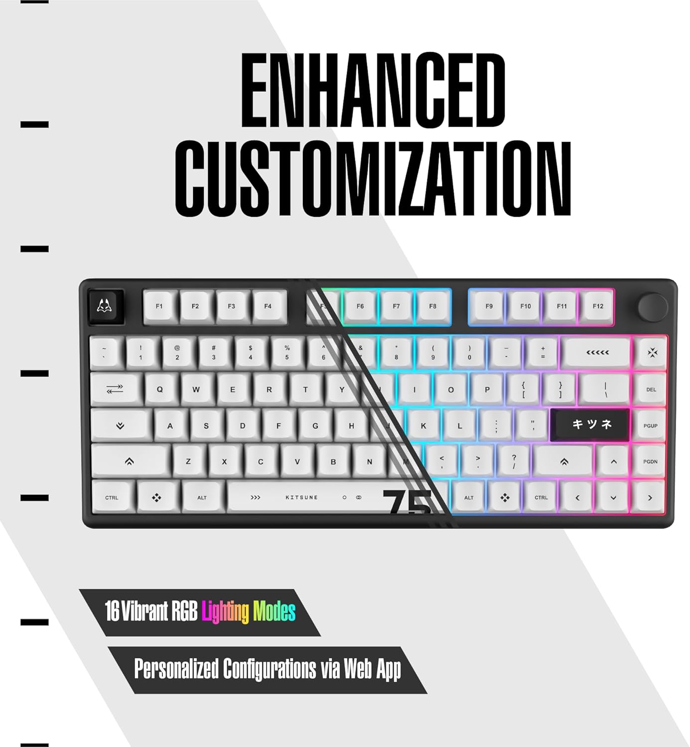 ARBITER - Polar 75 - Magnetic Gaming Keyboard - Rapid Trigger W/Socd Super Tap, CNC Aluminum Frame, Gen 2 Hall Effect Switches, Volume Knob, RGB, Dye-Sub PBT Keycaps - Kitsune Black - Serious Techies