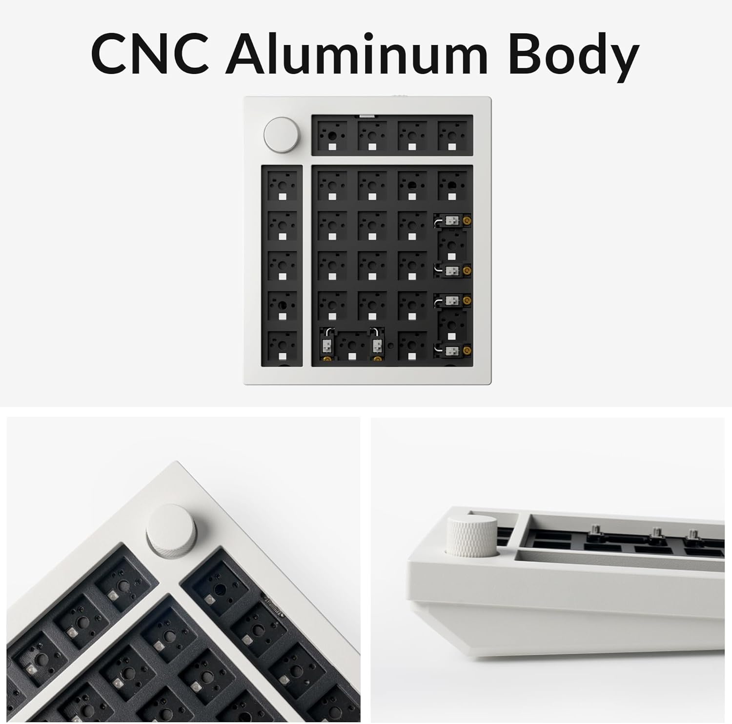 Keychron - Q0 Max Wireless Custom Barebones Keyboard Kit, 2.4 Ghz/Bluetooth 5.1/Wired QMK Number Pad, RGB Numeric Keypad Compatible with Laptop Mac Windows Linux - White - Serious Techies