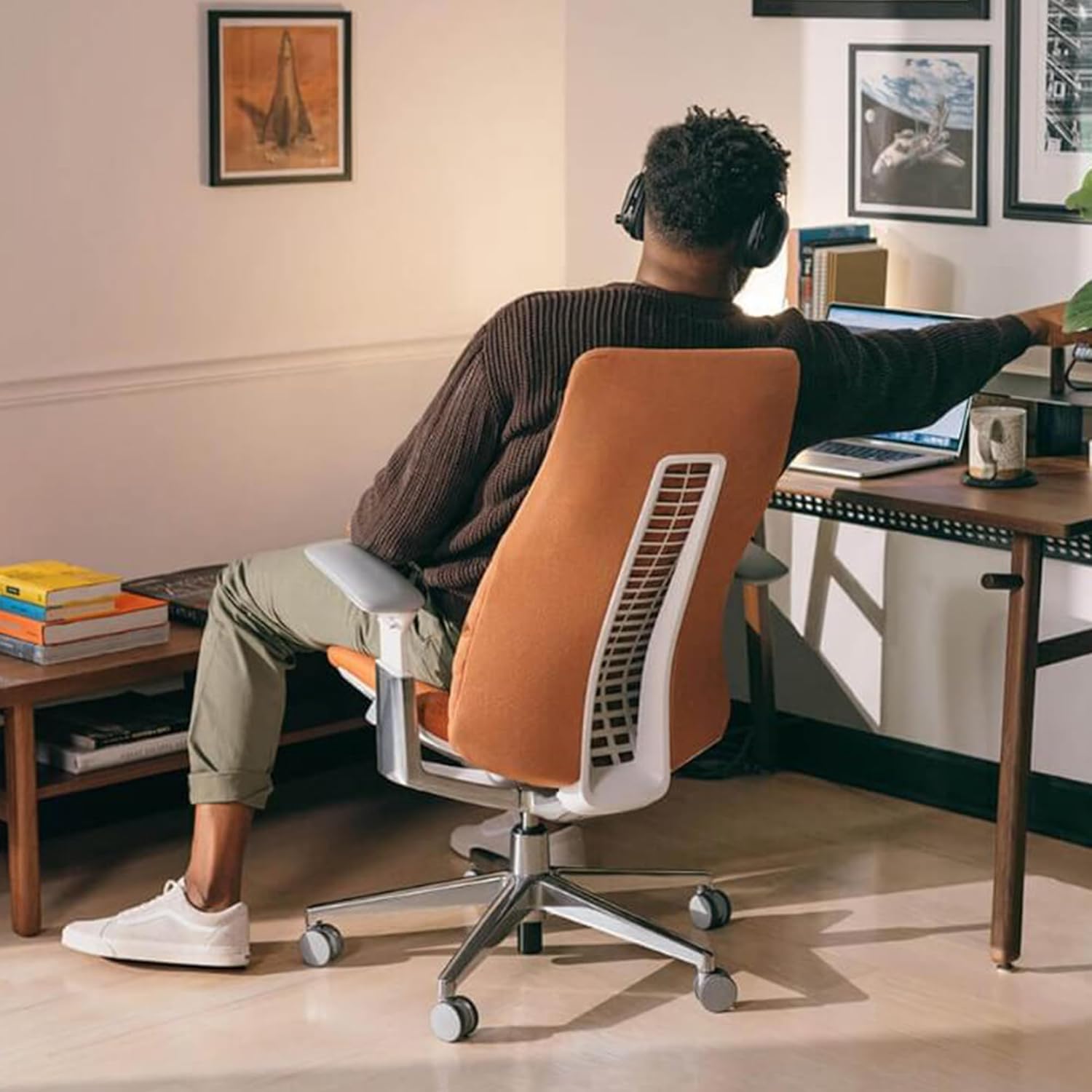 Haworth - Fern Office Chair – Ergonomic and Stylish Desk Chair with Breathable Mesh Finish - without Lumbar Support (River Rock) - Serious Techies