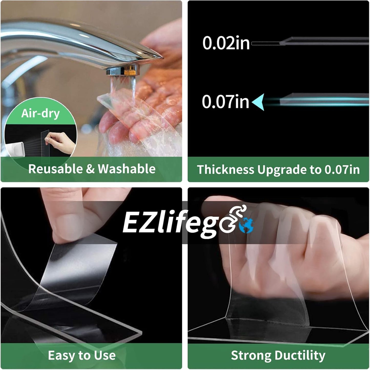 EZlifego - Double Sided Tape Heavy Duty, Nano Double Sided Adhesive Tape, Clear Mounting Tape Picture Hanging Adhesive Strips (9.85FT) - Serious Techies