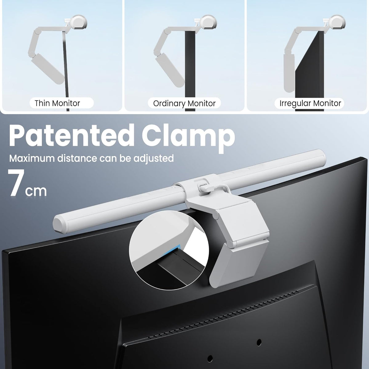 Quntis - Monitor Light Bar Pro White, Eye-Care No Glare USB Computer Lamp, Stepless Dimming & Auto-Dimming Brightness, Dual Control, Modern Aesthetic Space Saving Desk Accessories Office Gaming Reading - Serious Techies