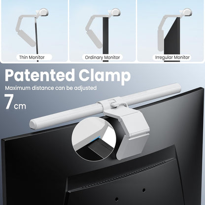 Quntis - Monitor Light Bar Pro White, Eye-Care No Glare USB Computer Lamp, Stepless Dimming & Auto-Dimming Brightness, Dual Control, Modern Aesthetic Space Saving Desk Accessories Office Gaming Reading - Serious Techies