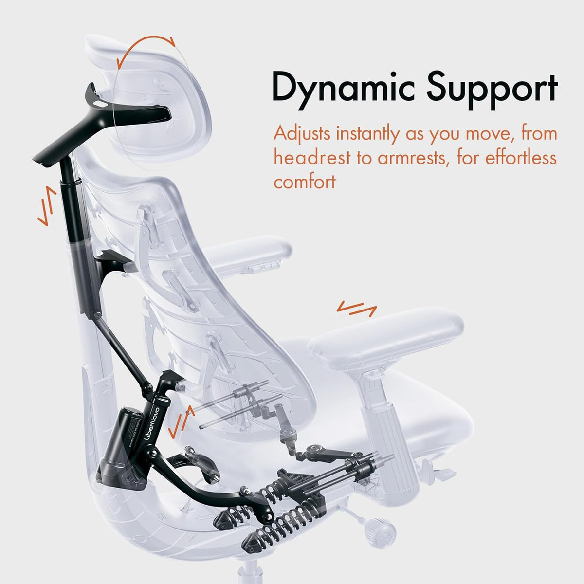 LiberNovo - Dynamic Ergonomic Office Chair - Comfy Adjustable Desk Chair with Adaptive Lumbar Support, 160° Recline & Built-In Spine Stretch for Back Comfort, Home Office Long Hours Use, Black+45Cm - Serious Techies