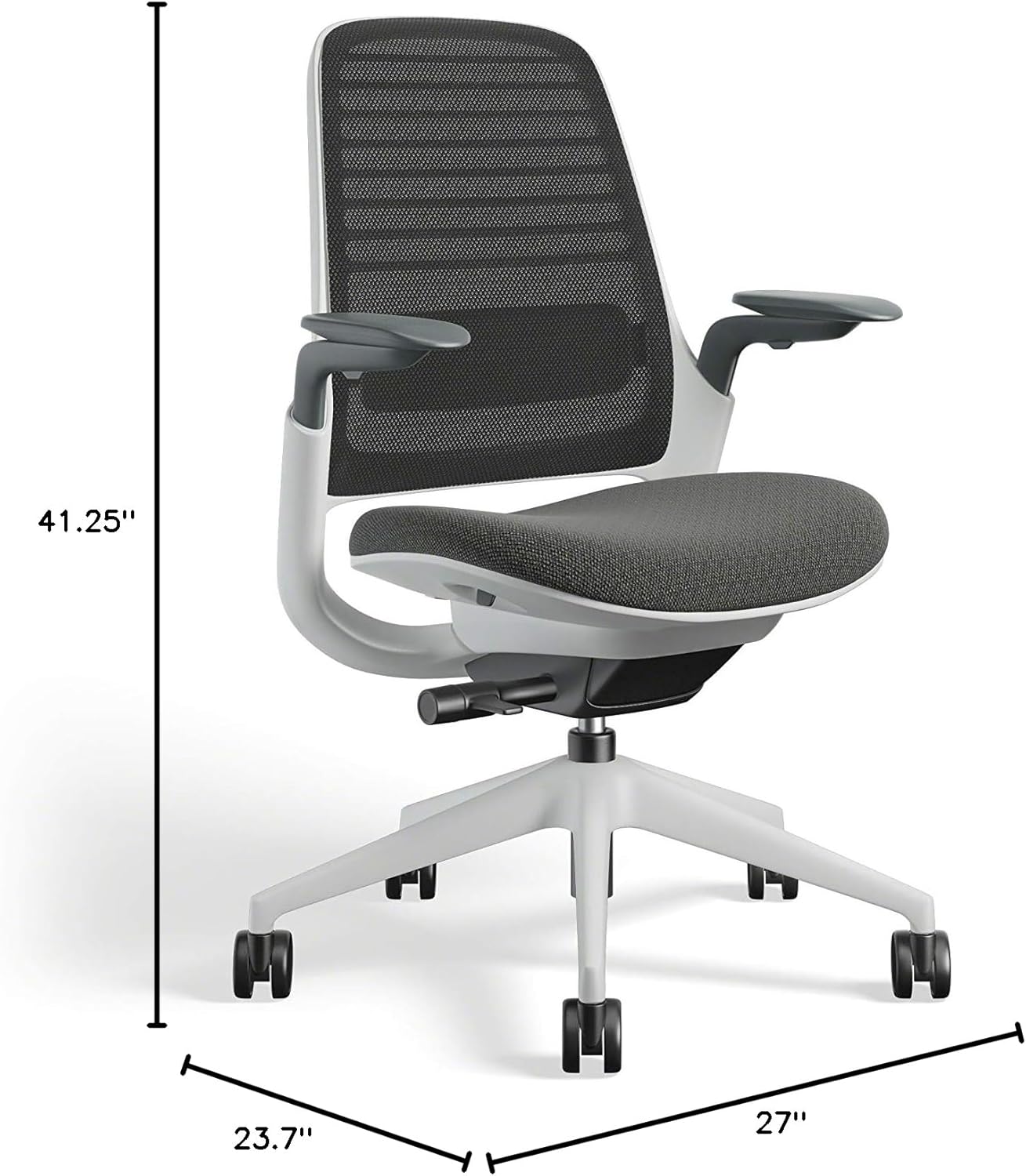 Steelcase - Series 1 Office Chair - Ergonomic Work Chair with Wheels for Carpet - Helps Support Productivity - Weight-Activated Controls, Back Supports & Arm Support - Easy Assembly - Graphite, Light - Serious Techies