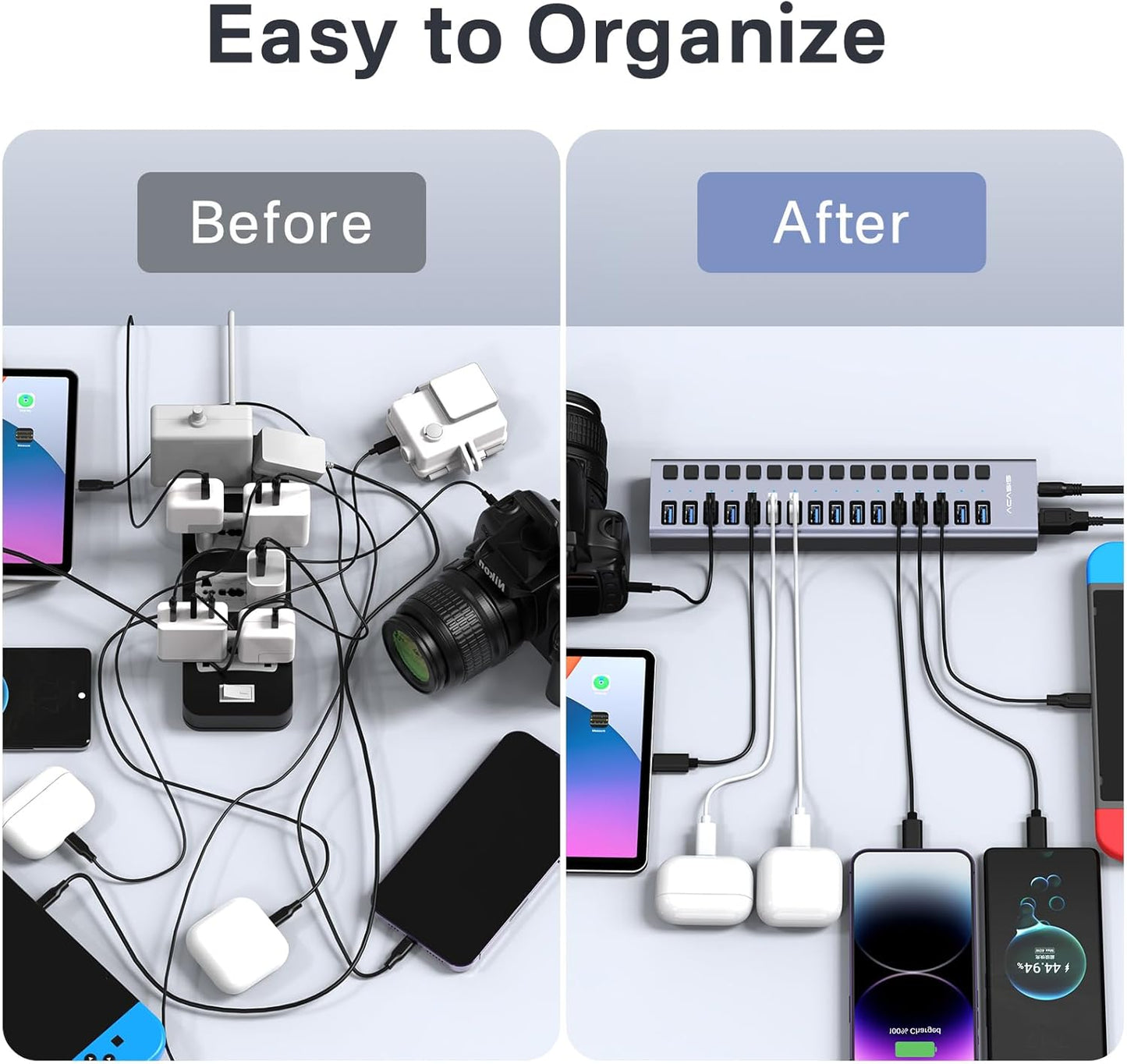 ACASIS - Powered USB 3.1 Hub,  16 Ports USB 3.1 Hub with 10Gbps Data Speed，Aluminum Housing, USB Hub Powered with 96W Power Adapter, USB Hub for Pc/Laptop, Computer, Flash Drive, Printer, Camera - Serious Techies