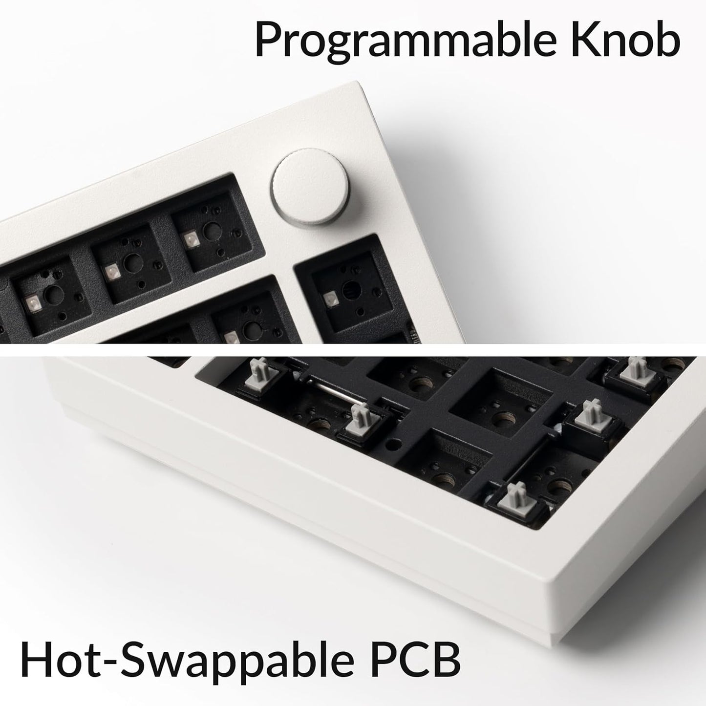 Keychron - Q0 Max Wireless Custom Barebones Keyboard Kit, 2.4 Ghz/Bluetooth 5.1/Wired QMK Number Pad, RGB Numeric Keypad Compatible with Laptop Mac Windows Linux - White - Serious Techies