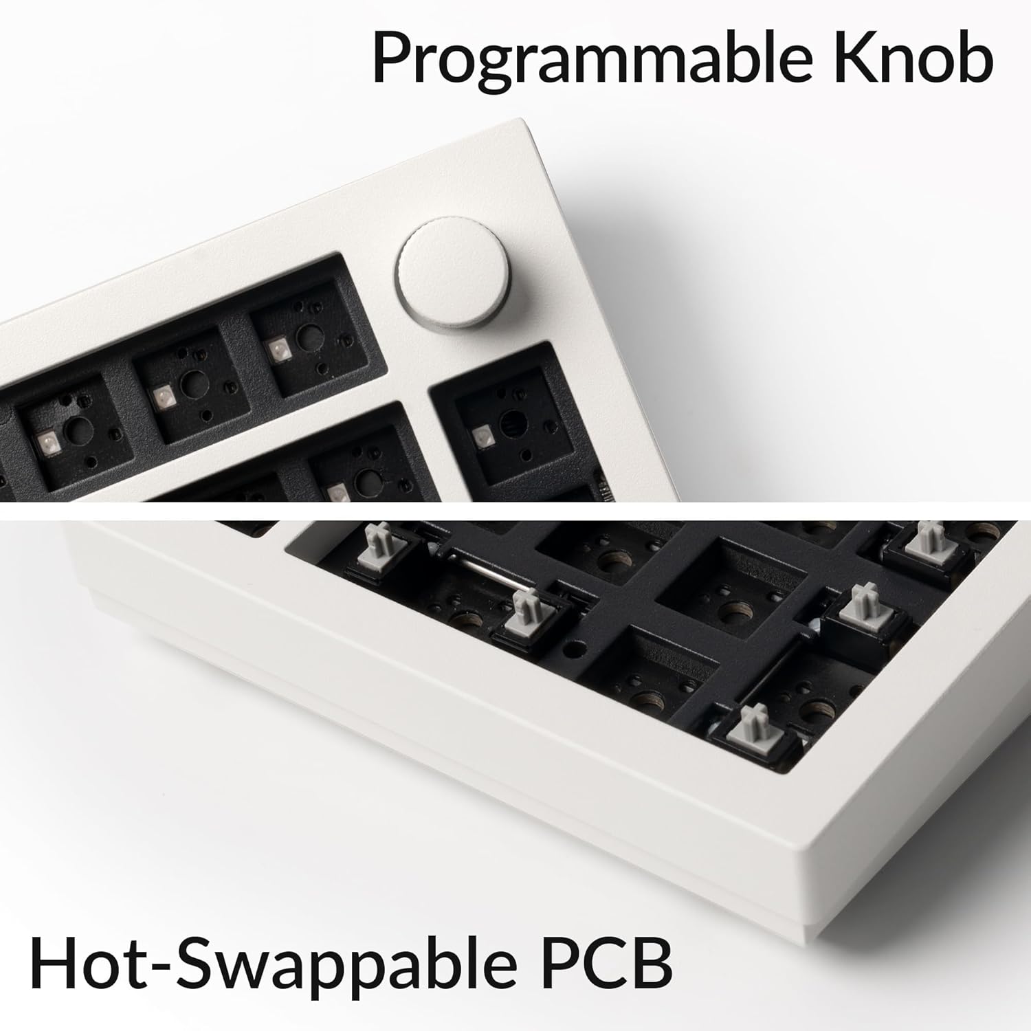 Keychron - Q0 Max Wireless Custom Barebones Keyboard Kit, 2.4 Ghz/Bluetooth 5.1/Wired QMK Number Pad, RGB Numeric Keypad Compatible with Laptop Mac Windows Linux - White - Serious Techies