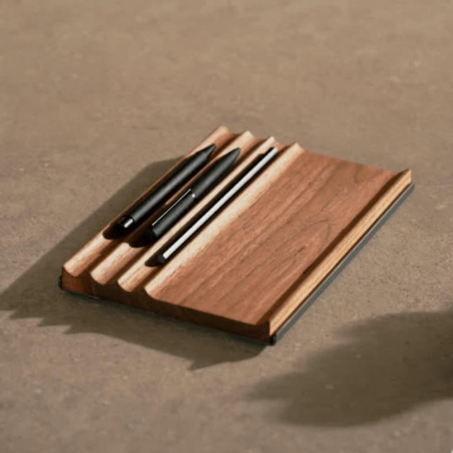 NOOE - Modern Art Exhibit Wooden Desk Organizer | American Walnut Polish Wood Pen Pencil Mobile Accessories Luxury Holder Tray Stand for Office Table Corporate Gift Use 9 X 5.9 Inches, Walnut - Serious Techies