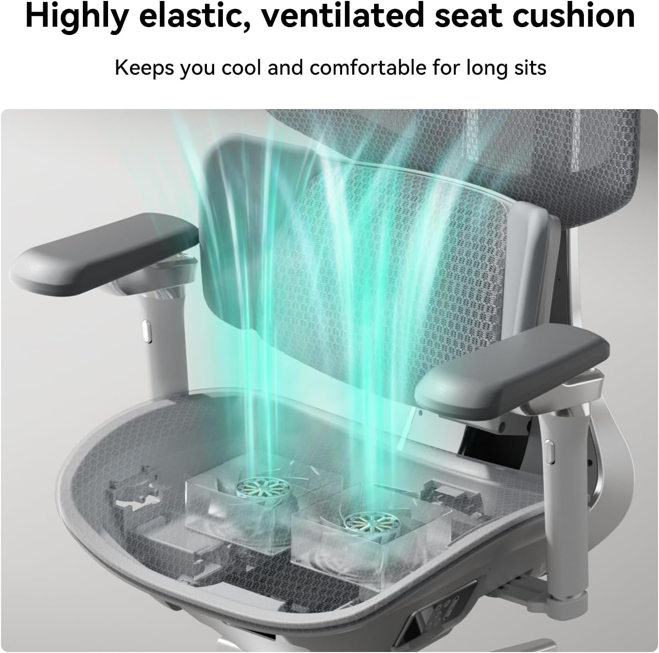 X7 Smart Ergonomic Chair, Office Chair, with Fully Automated Lumbar Tracking, 4D Adjustable Headrest, 720° Adjustable Armrests, Ventilated Seat Cushion, Swivel, Grey
