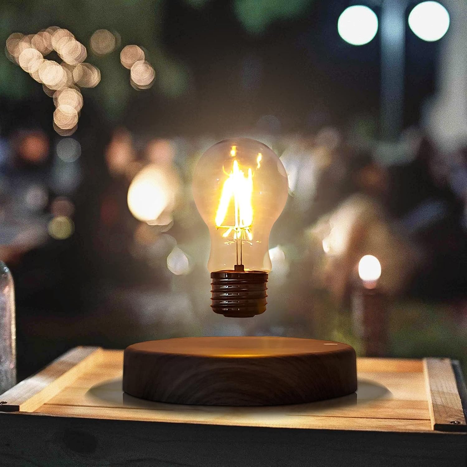 HCNT - Levitating Bulb Lamp Magnetic Floating LED Light Desk Lamp Table Lamp Night Light, 360 Degree Automatic Rotating Light for Unique Gifts Room Home Office Decor - Serious Techies