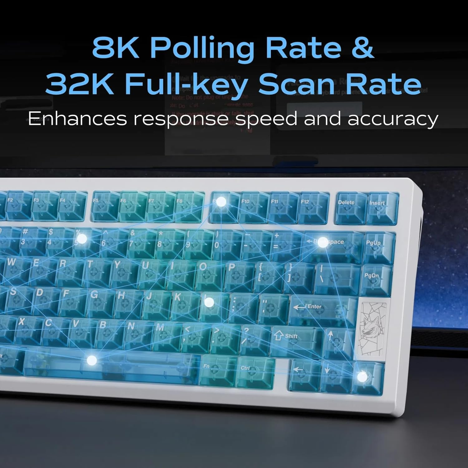 Chilkey Slice75 HE Gaming Keyboard: Hall Effect Aluminum Keyboard with Flux Switch, Rapid Trigger, 8K Polling, Per-Key RGB Gaming Magnetic Switch Key Board for Gaming (Translucent Blue)