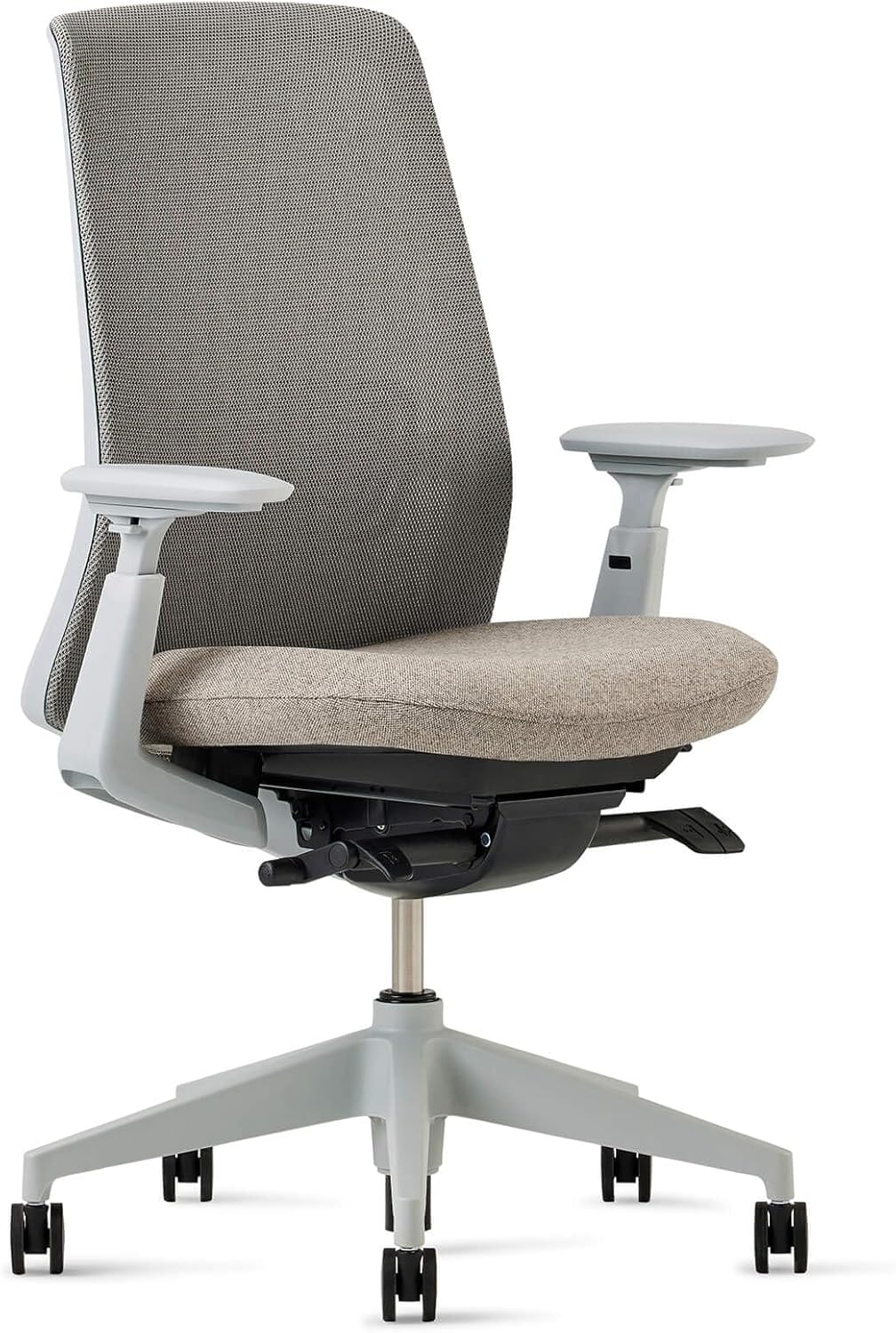 Haworth - Soji Office Chair with Ergonomic Adjustments and Lumbar Support, Flexible Mesh Back (Carbon) - Serious Techies