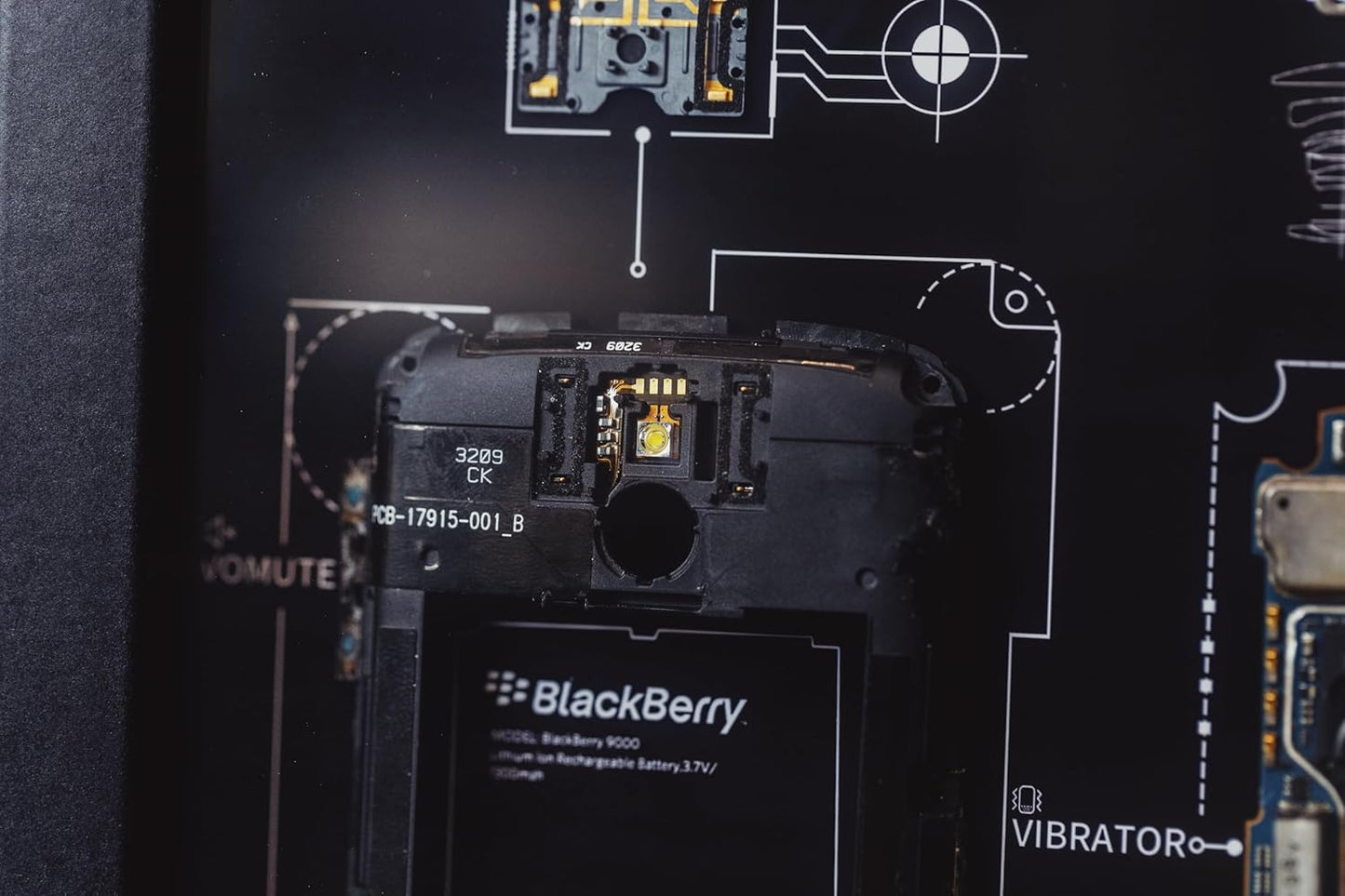 Funbox Design - Disassembled Black Berry Bold 9000 Frame Art, Disassemble Art, Framed Phone, Black Berry 9000 Teardown, Cool Wall Art - Serious Techies