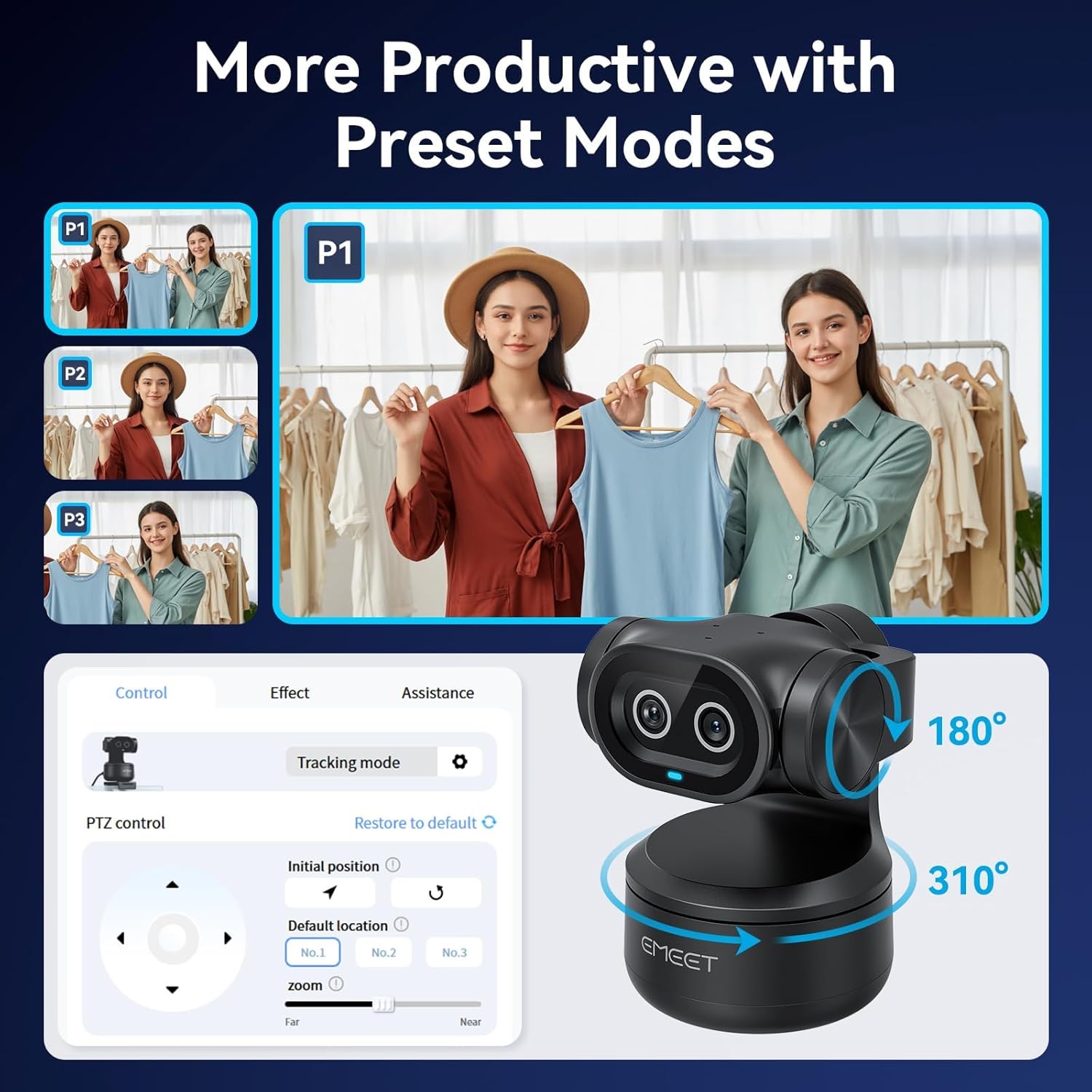 EMEET - PIXY Dual-Camera Ai-Powered PTZ Camera 4K, AI Tracking, PDAF&AI Autofocus 0.2S, 1/2.55'' Sony Sensor, 3 Mics, Presets, Gesture Control, 4K Webcam for Streaming and Obs/Twitch/Switch 2 Compatible - Serious Techies