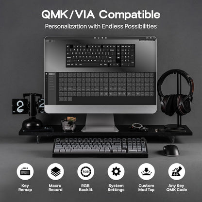 EPOMAKER - Galaxy100 Lite QMK/VIA Gaming Keyboard with 8000Mah Battery and Numpad, 1800 Aluminum Mechanical Keyboard, Usb-C/Bt/2.4Ghz, Hot-Swap, Creamy Sound (Black, Wisteria Linear Switch) - Serious Techies