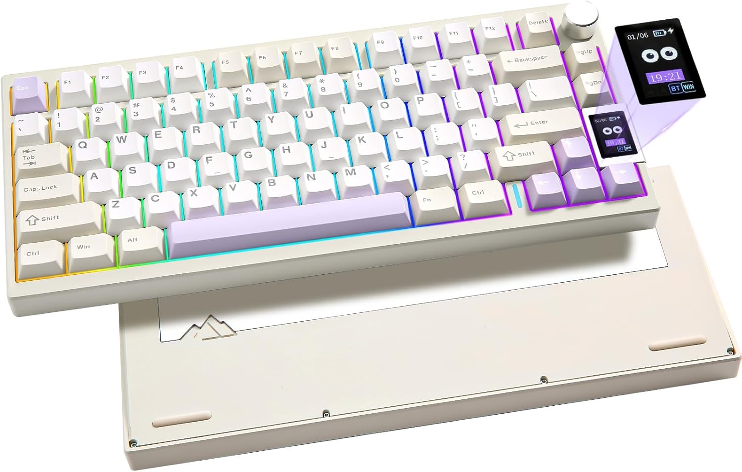 AL80 Wireless Mechanical Keyboard,Full Aluminum CNC, Smart LCD Display,Hot Swappable Gasket Mount 75% Layout with Knob,Bt/2.4G/Usb-C,Qmk/Via Support for Win/Mac (Silver, Gateron Zero Switch)